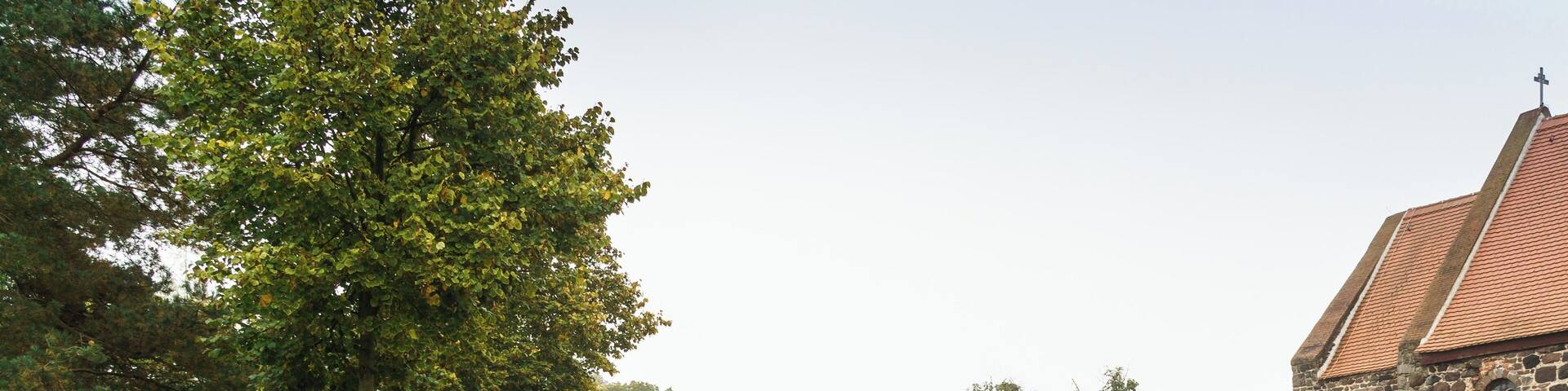 Gotisches Kreuz, teilweise eingemauert in der Kirchhofsmauer von Klein Schwechten