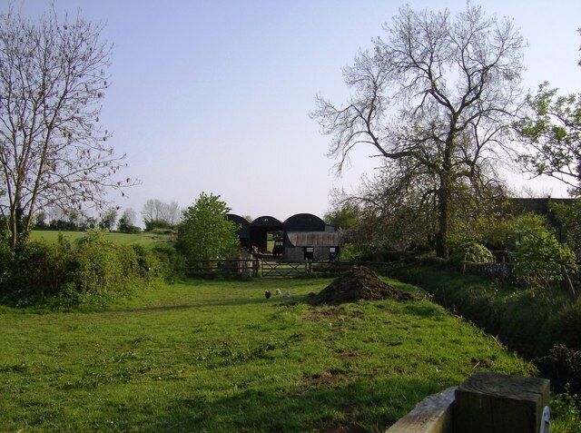 Chicken sheds Entering Upper Oddington on the cross-field path from Lower Oddington, one finds a small group of chicken sheds with the chickens running free.