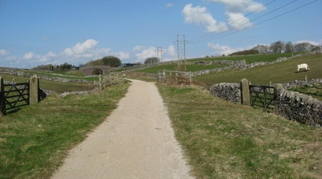 Trail view approaching bridge