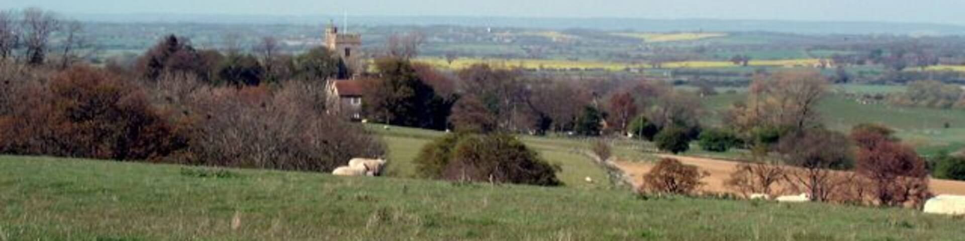 View from Knock Hill to Stone, on the Isle of Oxney in the Weald of Kent. The tower centre left is that of St Mary's parish church.