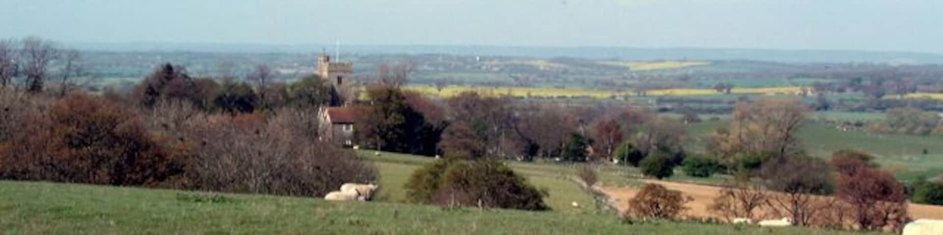 View from Knock Hill to Stone, on the Isle of Oxney in the Weald of Kent. The tower centre left is that of St Mary's parish church.