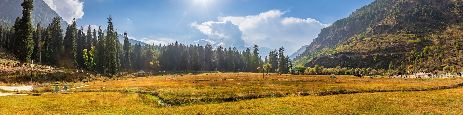Serene Landscape of Betaab or Hajan valley near Phalgam town in Anantnag district of Jammu and Kashmir, India. Phalgam is a popular tourist destination for trekking and Amarnath holy pilgrimage.