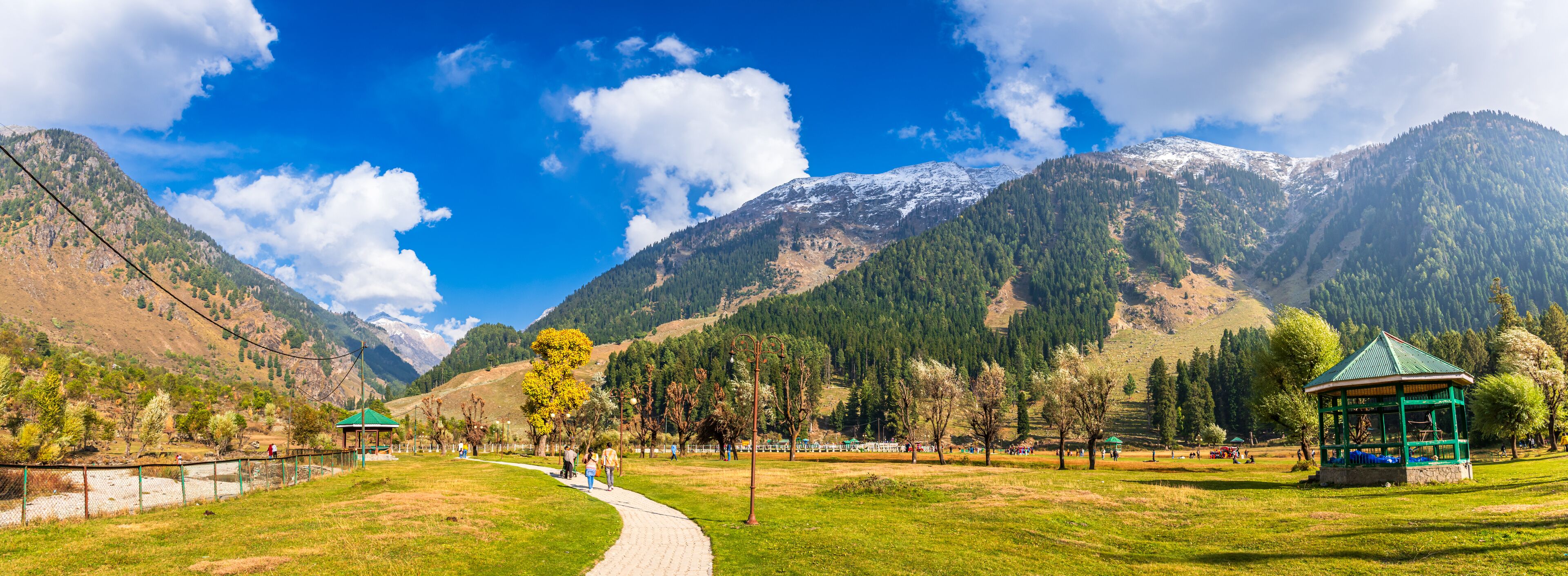 Serene Landscape of Betaab or Hajan valley near Phalgam town in Anantnag district of Jammu and Kashmir, India. Phalgam is a popular tourist destination for trekking and Amarnath holy pilgrimage.