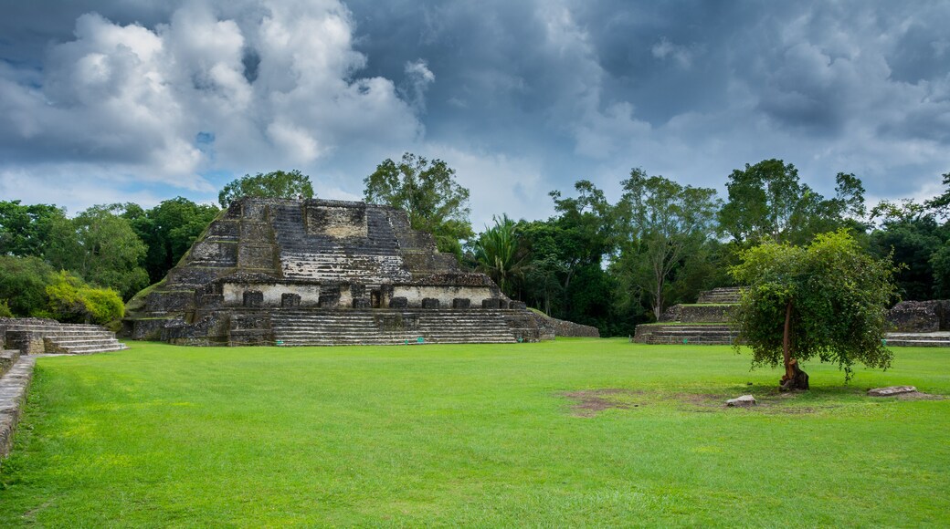 the ancient ruins of the Mayan city of Altun Ha in Belize, Central America