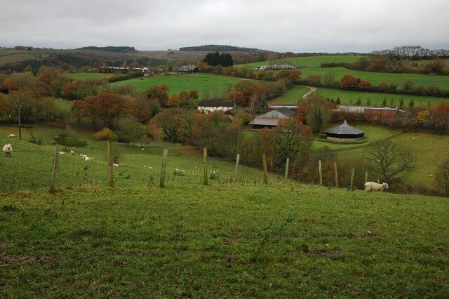 Lower Park, Coldridge View across farmland from a footpath to the north of the small village of Coldridge.