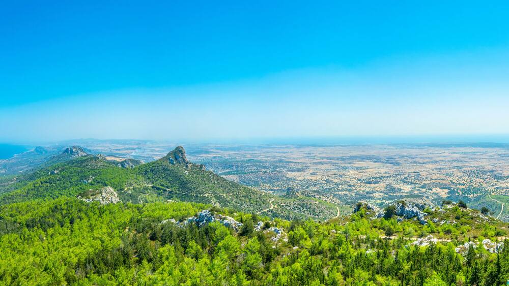 View over Karpaz peninsula in the northern Cyprus from Kantara castle