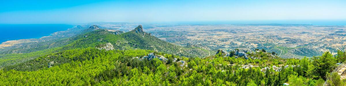 View over Karpaz peninsula in the northern Cyprus from Kantara castle