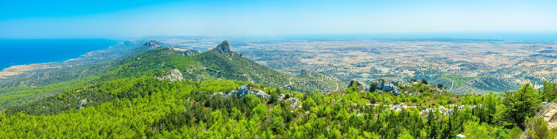 View over Karpaz peninsula in the northern Cyprus from Kantara castle
