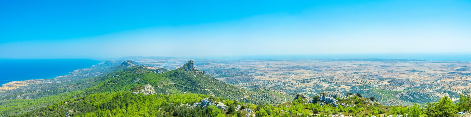 View over Karpaz peninsula in the northern Cyprus from Kantara castle