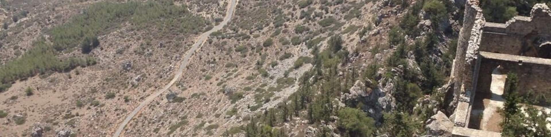 Buffavento castle is 3000ft up and has great views over kyrenia to the north and the plains to Nicosia on the south!