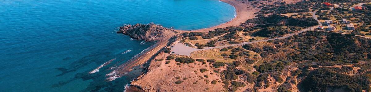 Aerial view of Alagadi Beach in Esentepe, Kyrenia, North Cyprus