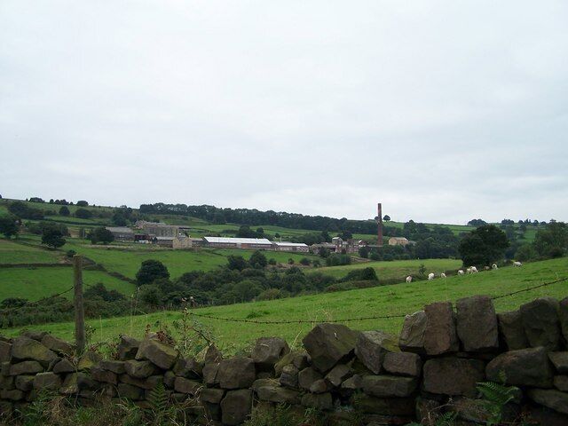 View from Storrs to Stopes. Dyson's Factory, Broad Oak House and Underbank Day and Sunday School can all be seen in this view. 972465 972457 972447