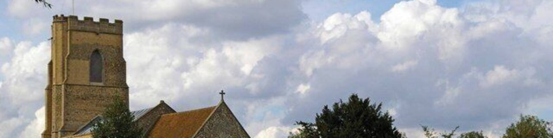 St Laurence the Martyr Ridgewell. Click on the link to see 153227 from the other direction! The church was built in the 14th Century and extensively changed a hundred years later.