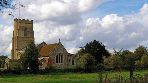 St Laurence the Martyr Ridgewell. Click on the link to see 153227 from the other direction! The church was built in the 14th Century and extensively changed a hundred years later.