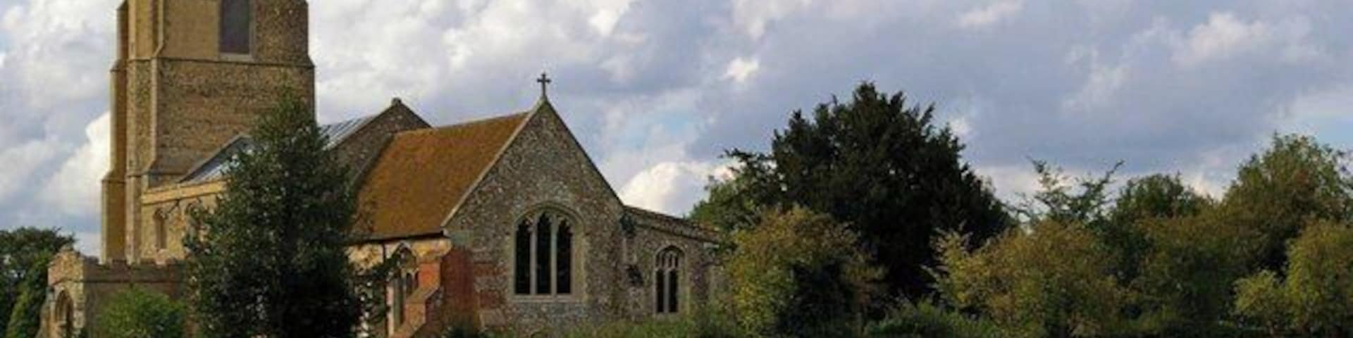 St Laurence the Martyr Ridgewell. Click on the link to see 153227 from the other direction! The church was built in the 14th Century and extensively changed a hundred years later.
