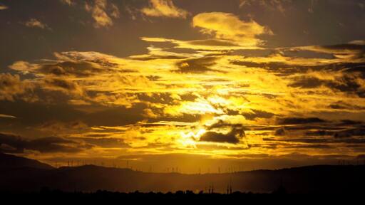 Beautiful sunrise over the Windfarms