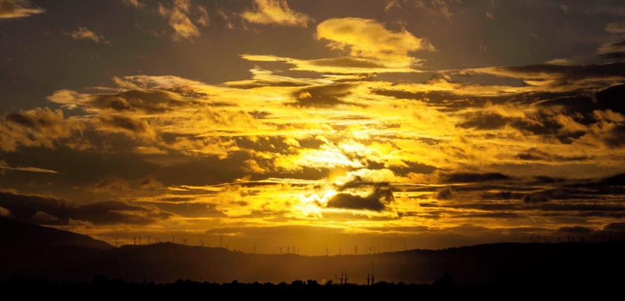 Beautiful sunrise over the Windfarms