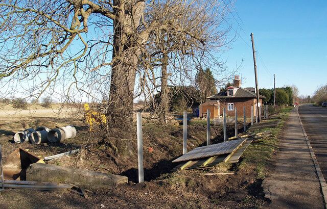 Development on Hull Bridge Road, Hull Bridge, East Riding of Yorkshire. This rather low-lying site near Turf Gutter is having the drainage improved prior to development.