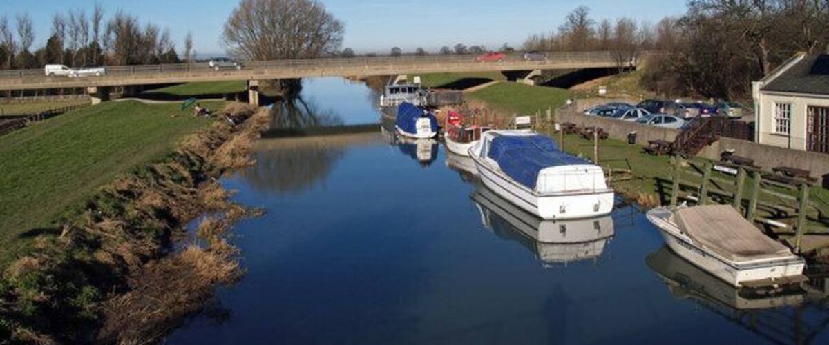 The River Hull at Hull Bridge, East Riding of Yorkshire. Photo taken from footbridge looking upstream.