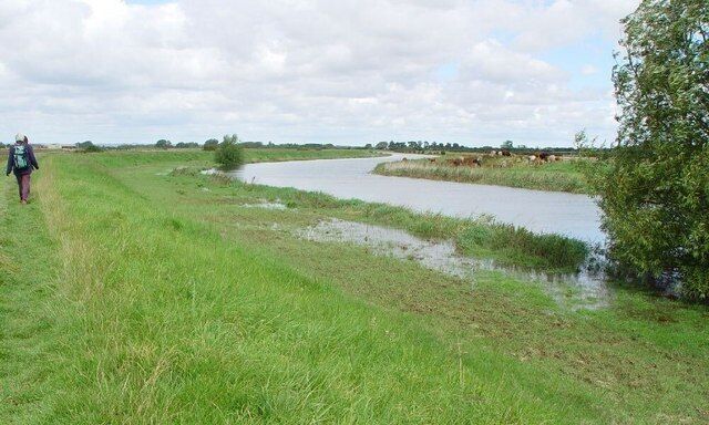 River Hull, north of Hull Bridge. Photograph taken from the raised banks and showing the height of the river during a wet summer.