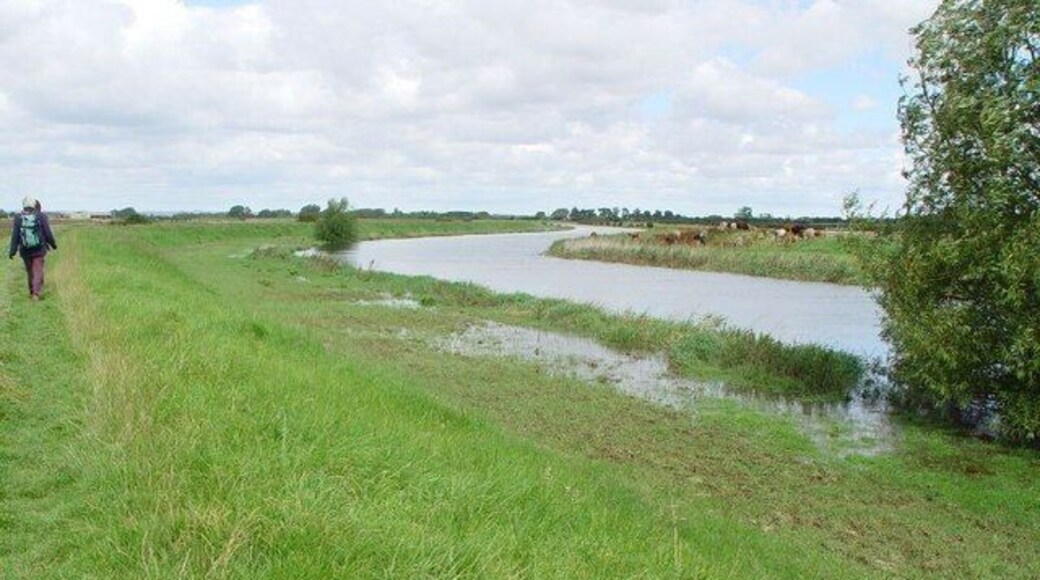 River Hull, north of Hull Bridge. Photograph taken from the raised banks and showing the height of the river during a wet summer.