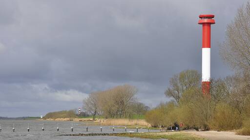 Kollmar lighthouse on the Elbe river, Schleswig-Holstein Germany, Europe