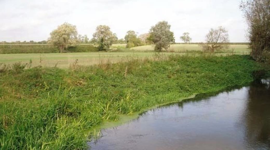 River Cam or Rhee, Haslingfield. Looking north from the bridge on the bridleway. For a discussion of this and other river names see 67187.