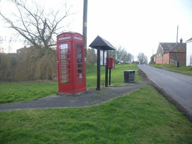 Telephone Box, on the green at Fimber, East Riding of Yorkshire, England.