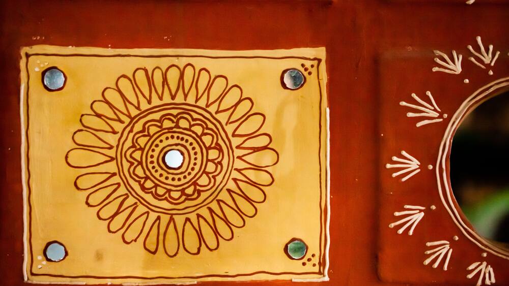 Indian tribal wall art painting closeup