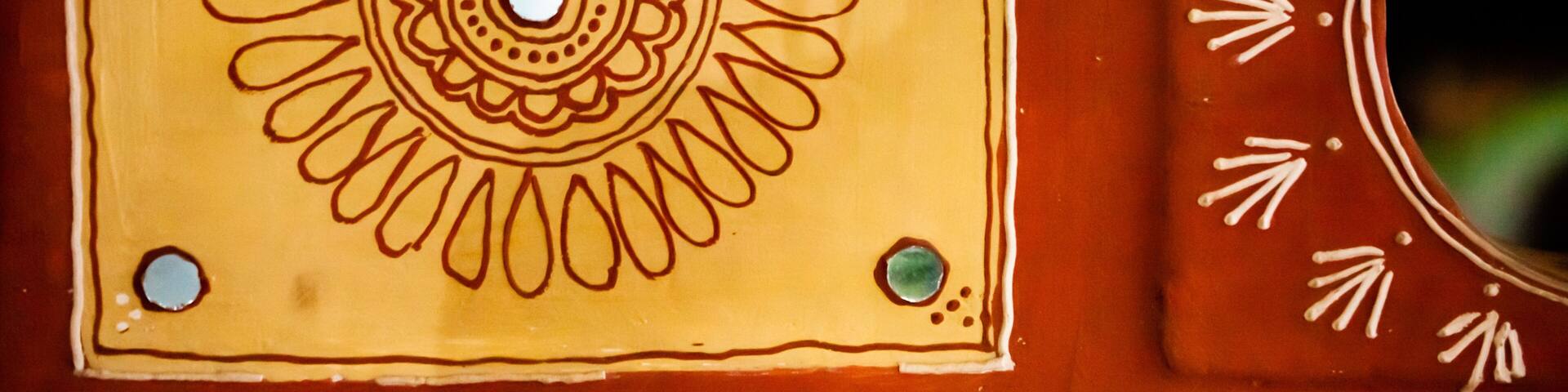 Indian tribal wall art painting closeup