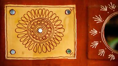 Indian tribal wall art painting closeup