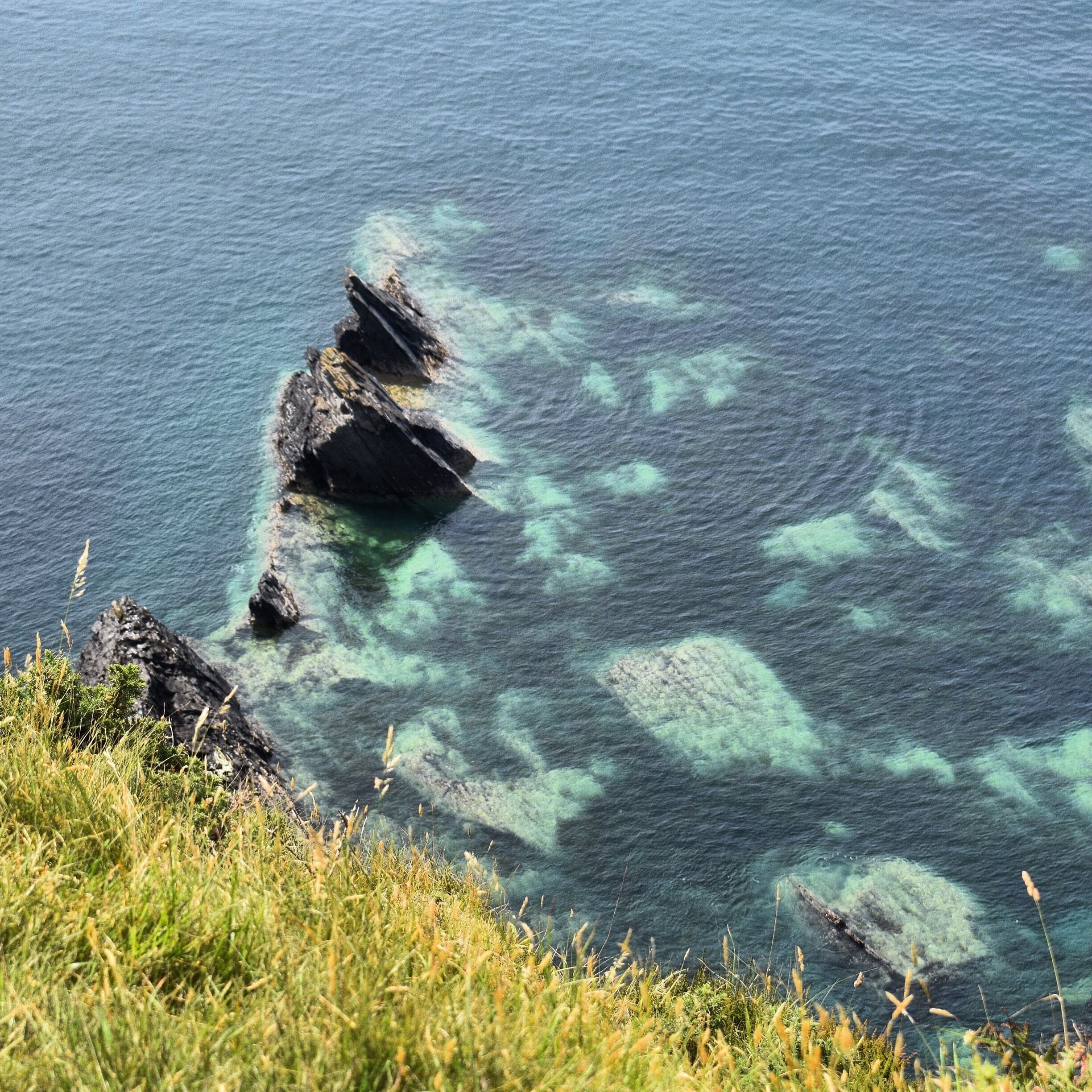 Blue waters in Dinas Cross on the Pembrokeshire Coast. Great area for camping and walking with the most stunning views of the cliffs and water! I actually got sunburnt taking this picture, believe it or not!