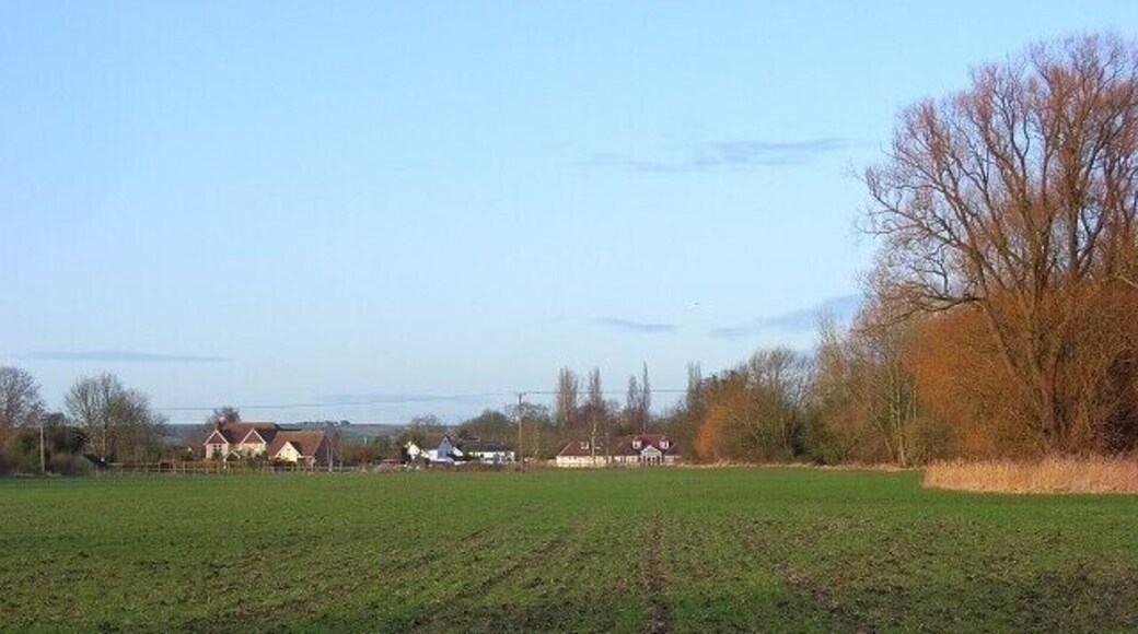 Farmland, East Hagbourne Trees beside Hakka's Brook in this view towards the southern end of the village.