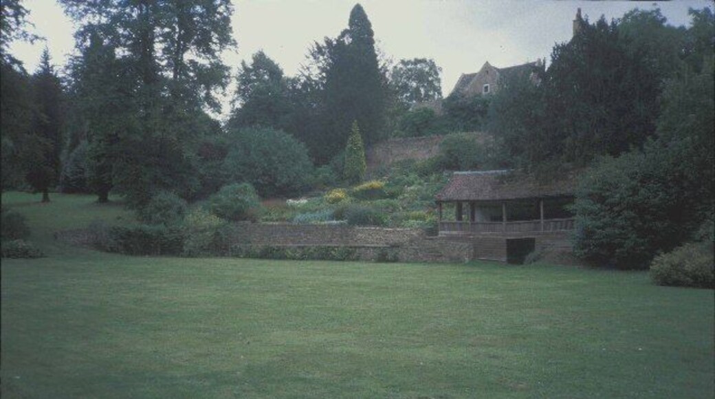 The old tennis court at How Caple Court. An extensive garden open to the public