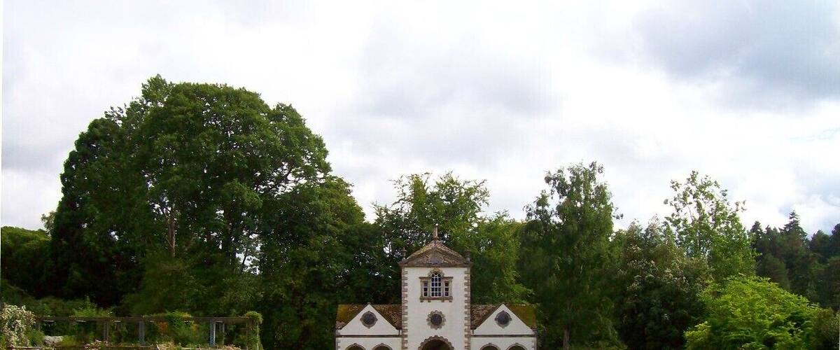 The Pin Mill in Bodnant Gardens, reflected in the aptly-named lily pond.