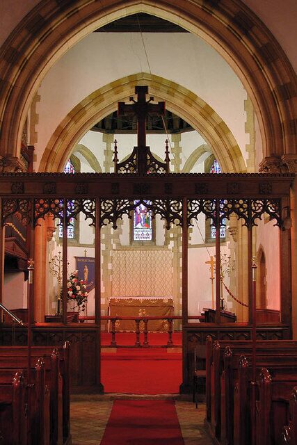 Church of England parish church of St John the Evangelist, Moggerhanger, Bedfordshire: rood screen and apsidal chancel