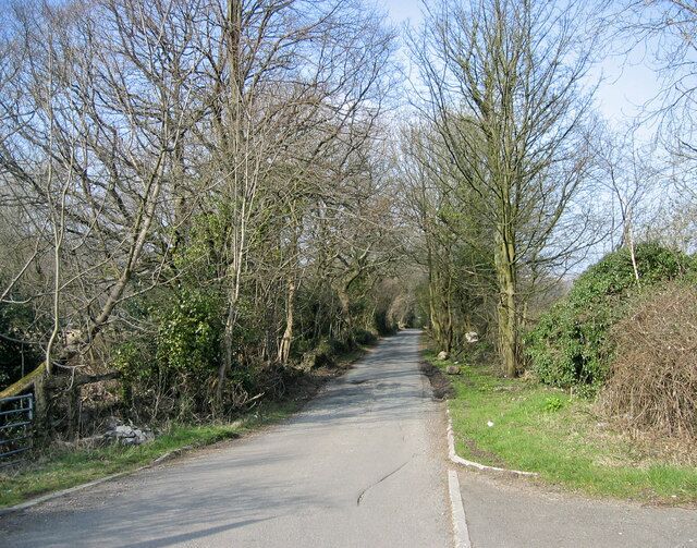 Gypsy lane , Caerphilly. Looking north along Gypsy Lane at its junction with the Old Nantgarw Road.