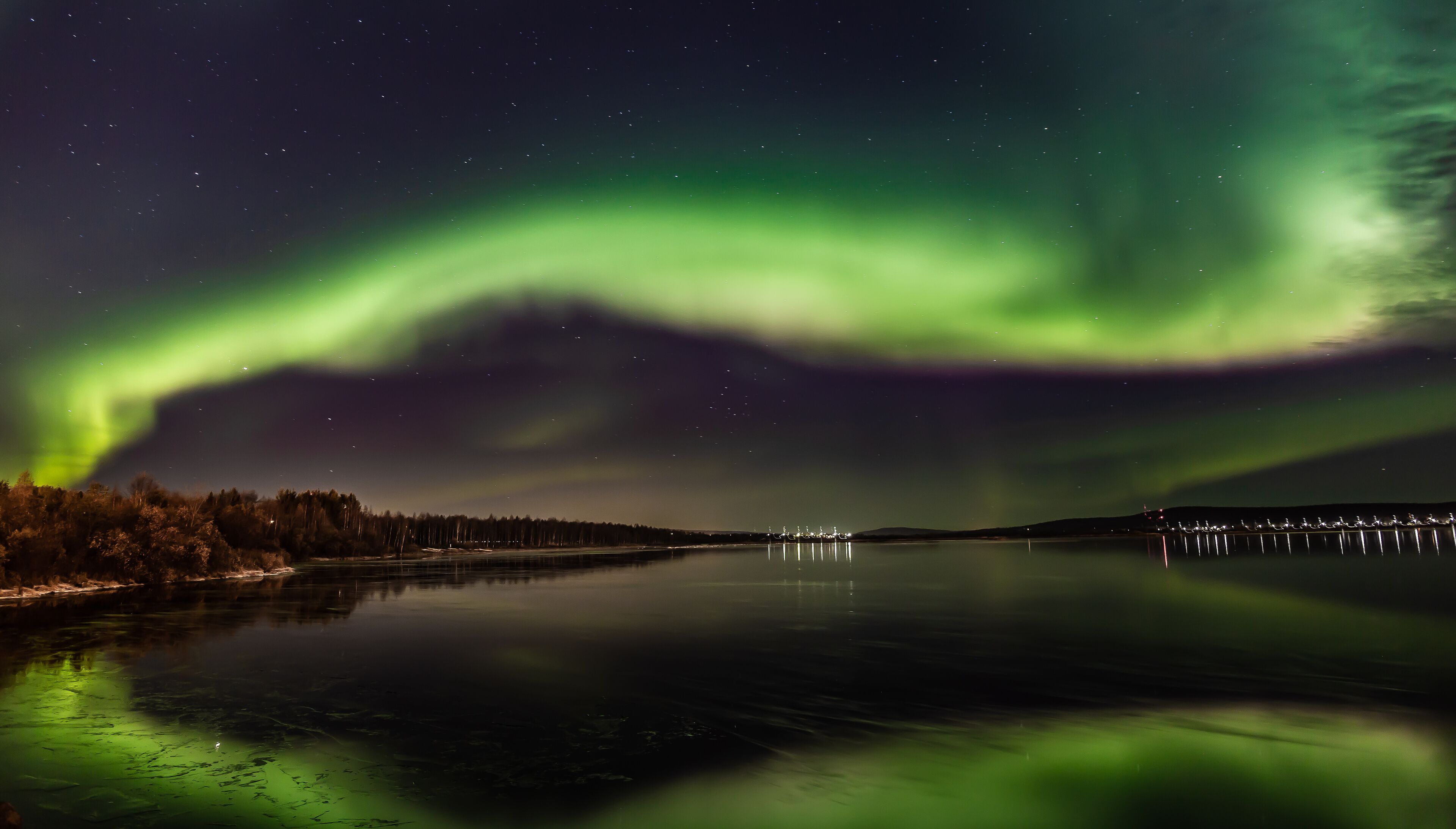 aurora over the river