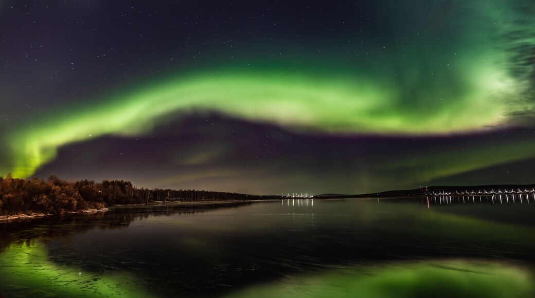 aurora over the river