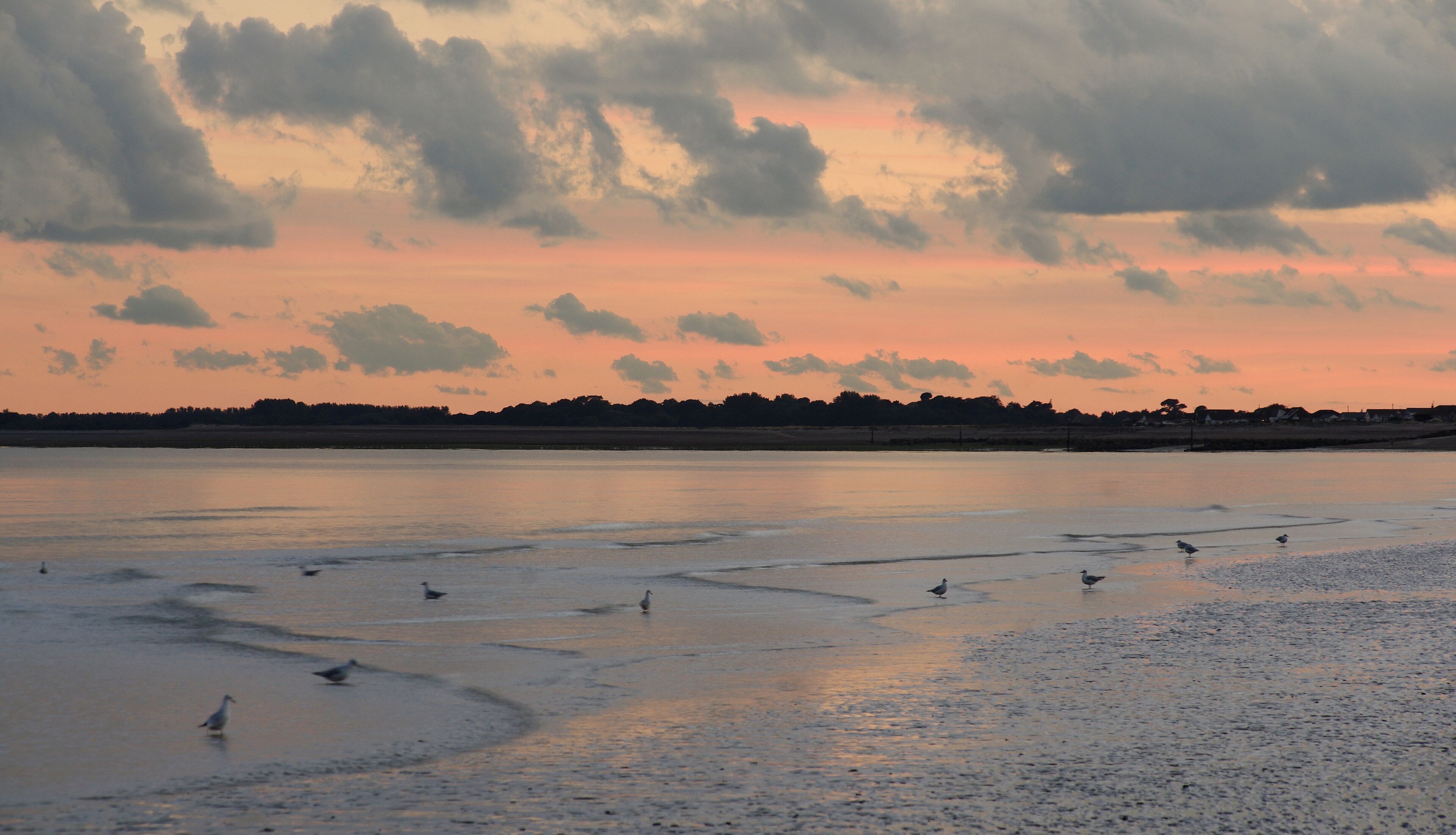 The sea at Bognor Regis near sunset.