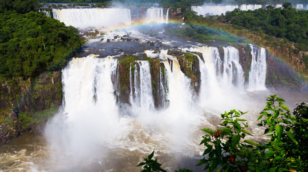General view on the grand Iguazu Waterfalls system in Brazil