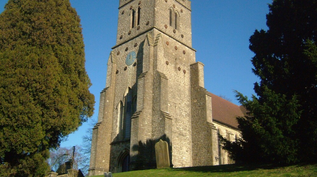 West tower of St Mary's parish church, Platt, Kent, seen from the southwest
