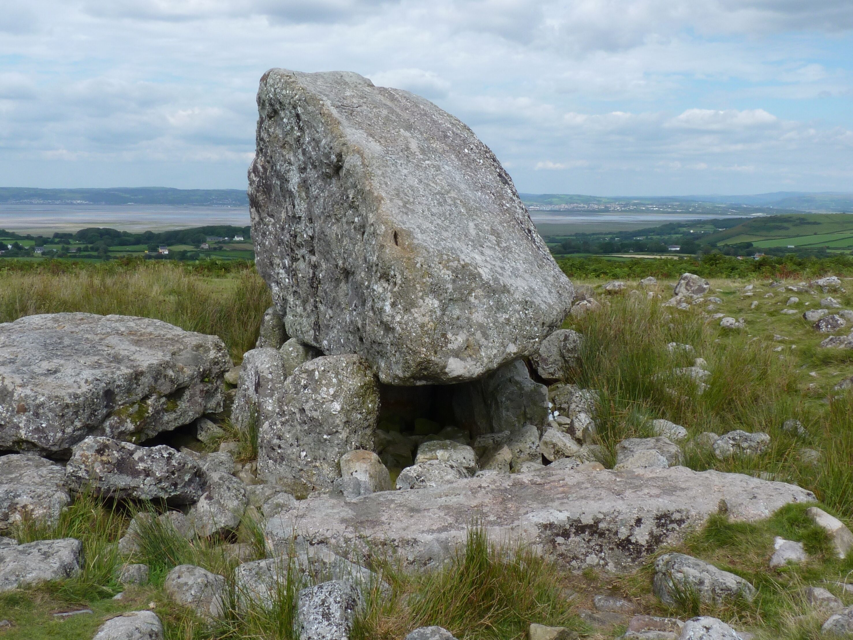 A huge capstone over a Neolithic Chambered Tomb, on Cefn Bryn hillside, in the centre of Gower