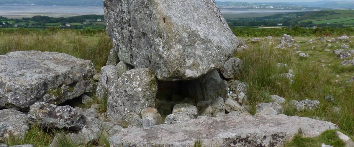 A huge capstone over a Neolithic Chambered Tomb, on Cefn Bryn hillside, in the centre of Gower