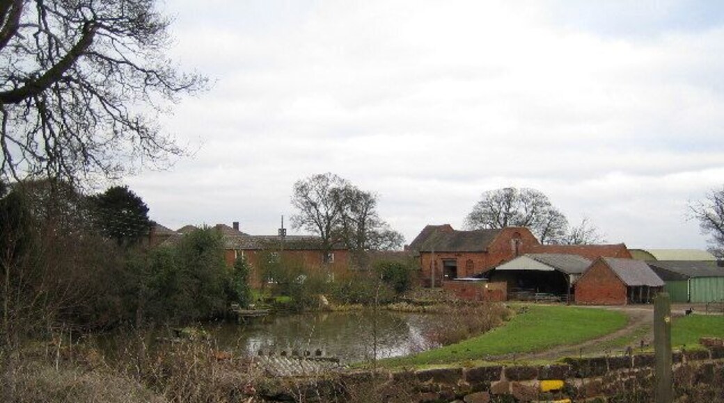 Hayes Hall Farm. Where the Heart of England Way footpath crosses Fillongley Road (B4102)