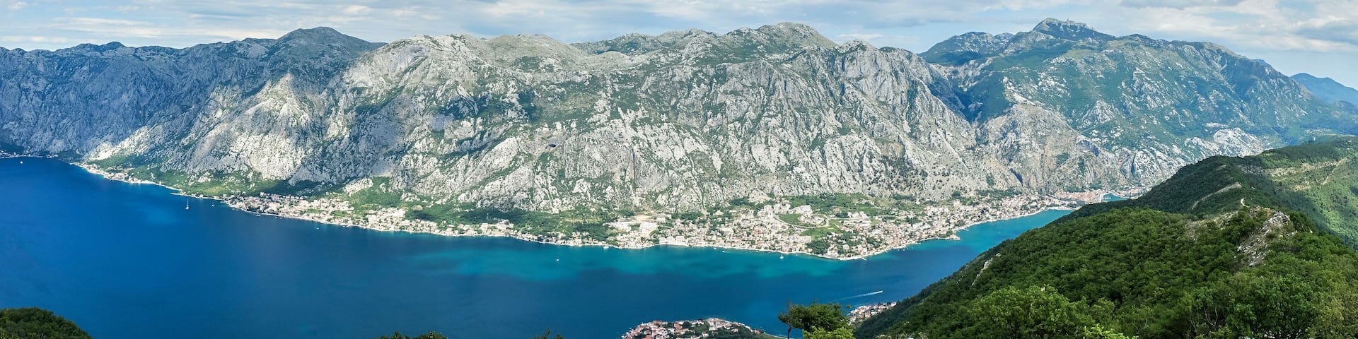 Panoramic view of the Bay of Kotor and the mountains