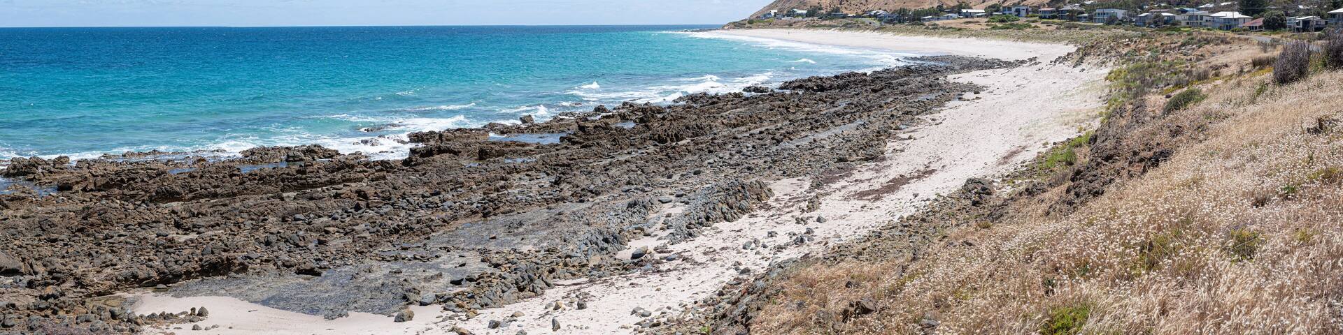Carrickalinga Beach panorama, South Australian summer seascape.