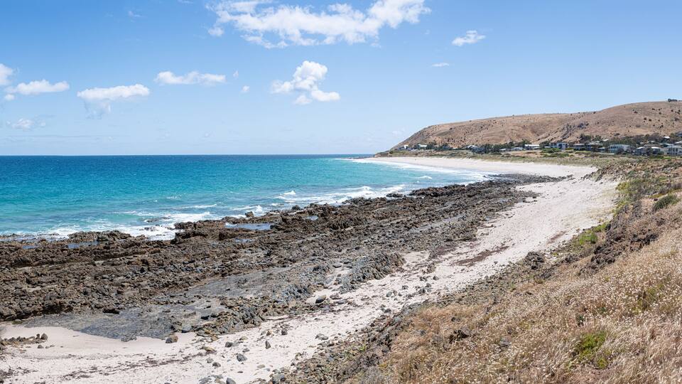 Carrickalinga Beach panorama, South Australian summer seascape.