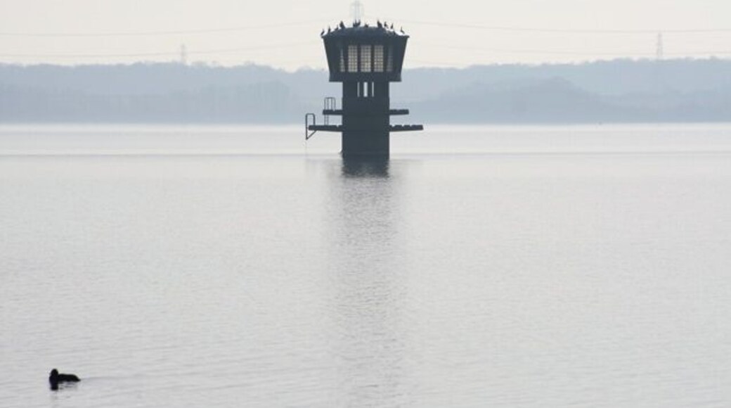 Water Tower, Grafham Water This water tower can best be seen from Hill Farm, where this photo was taken. The tower is only reachable by boat; there is no dry land within the grid square.