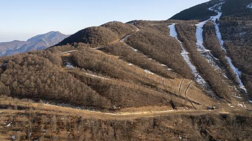 Ski resort closed due to hot winter and poor snow cover. Garessio Italy